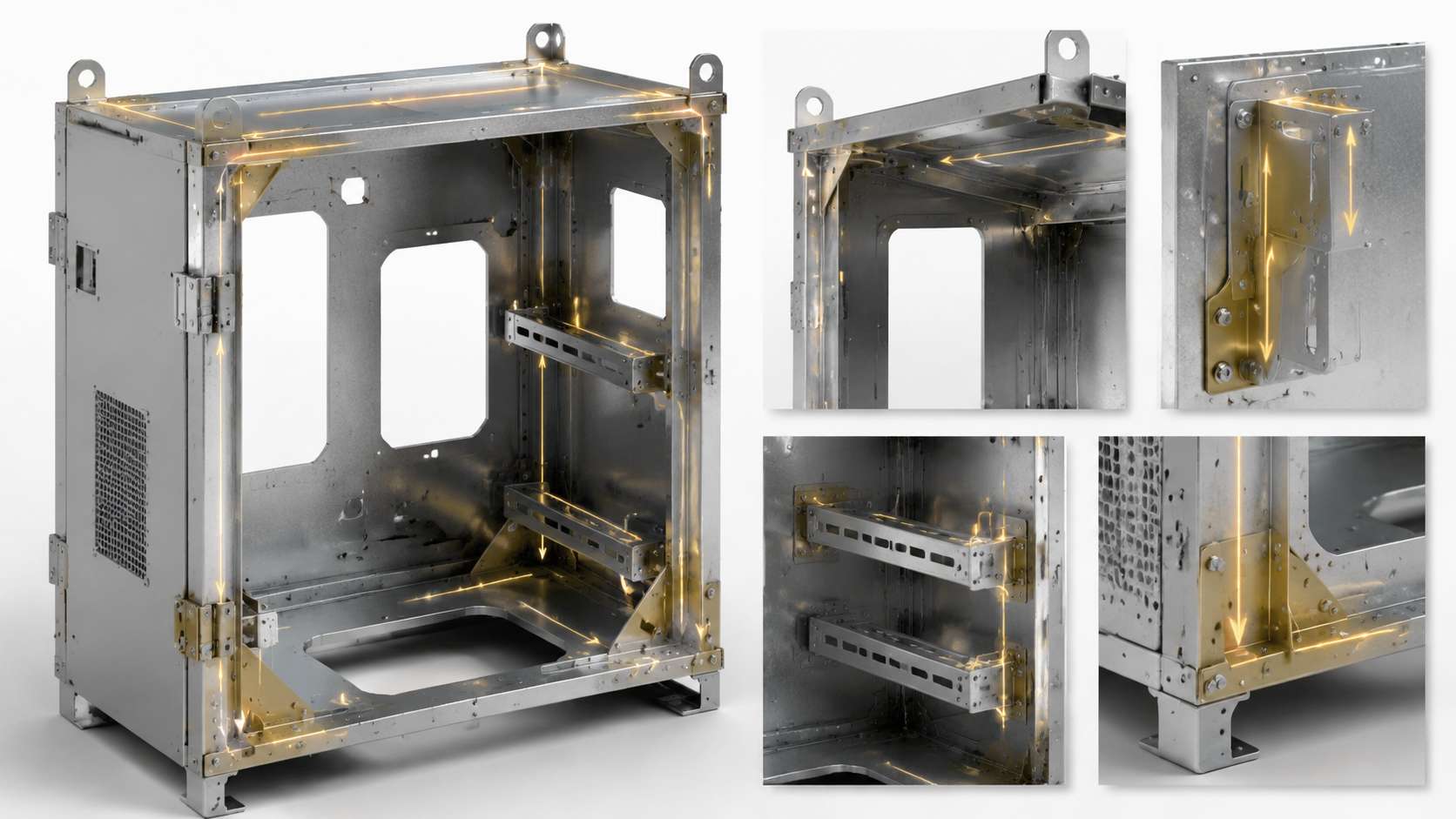 Professional engineering visualization of a lightweight industrial sheet metal enclosure Professional engineering visualization of a lightweight industrial sheet metal enclosure